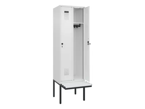 locker met bank,HxBxD 2120x600x815mm,2vak,vak B 300mm,draaigrendel