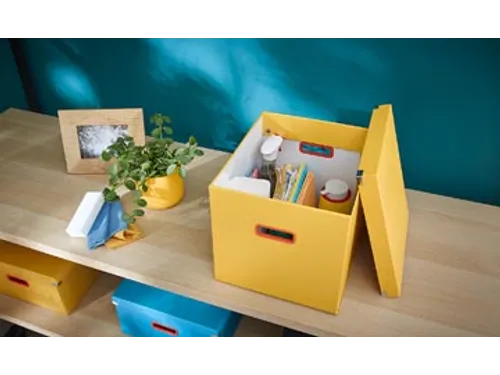 Cosy Click & Store kubus grote opbergdoos geel 80% gerecycled karton