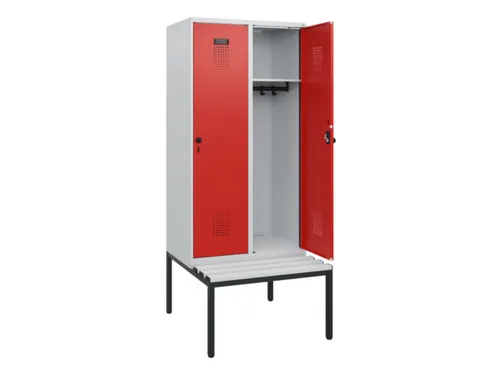 locker met bank,HxBxD 1950x800x815mm,2vak,vak B 400mm,draaigrendel