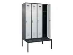 locker met bank,voor scheiding van kleding,HxBxD 2120x1200x815mm,4vak