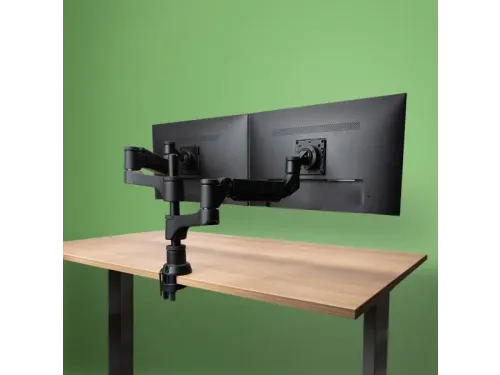 Dubbele Monitorarm R-Go-Tools Caparo 4 gasveer 2 beeldschermen Zwart