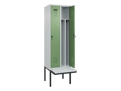 locker met bank,voor scheiding van kleding,HxBxD 2120x600x815mm,2vak