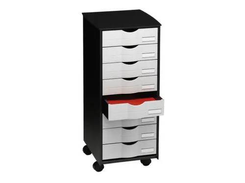 transportwagen HxBxD 715x316x343mm 8laden romp zwart front grijs