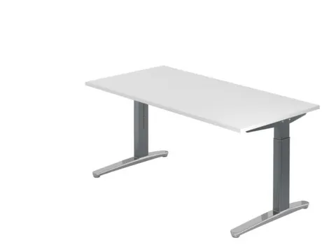 In hoogte verstelbaar bureau,HxBxD 680-850x1600x800mm,blad wit