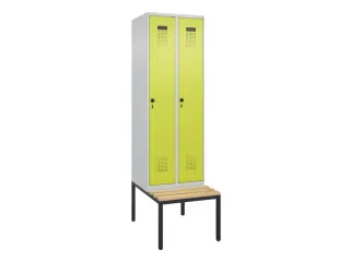 locker met bank,voor scheiding van kleding,HxBxD 2120x600x815mm,2vak - 2