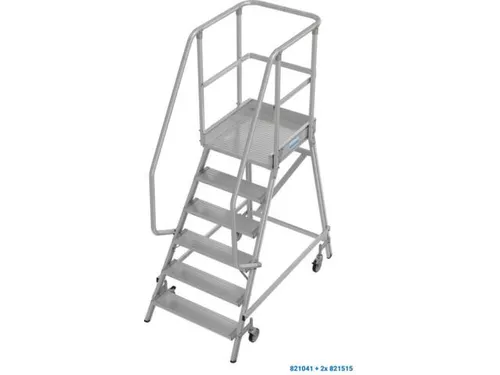 bordestrap,verrijdbaar,bordes H 1,45m,6treden,aluminium,4zwenkwielen