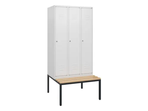 locker met bank,HxBxD 1950x900x815mm,3vak,vak B 300mm,cil.-slot