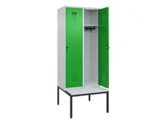 locker met bank,HxBxD 2120x800x815mm,2vak,vak B 400mm,draaigrendel
