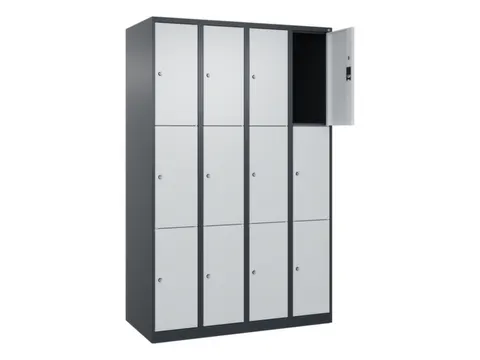 lockerkast,HxBxD 1850x1200x500mm,4x3vakken,vak B 300mm,cil.-slot