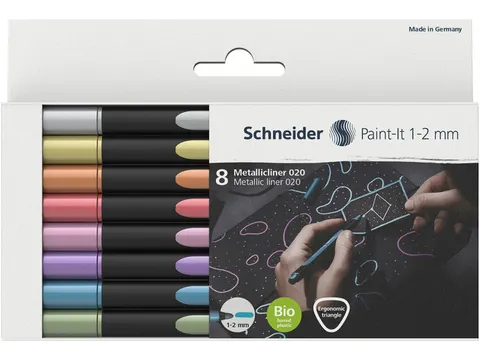 Metallic liner Schneider Paint-It 020 1-2mm etui 8st. (metallic zilver