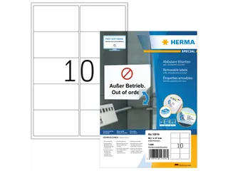 HERMA 10316 Verwijderbare Adresetiket A4 99,1x57mm Wit 1000 stuks - 1
