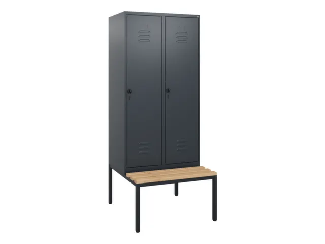 locker met bank,HxBxD 1950x800x815mm,2vak,vak B 400mm,draaigrendel