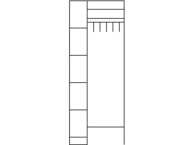locker met kapstok,HxBxD 1950x740x480mm,romp RAL7035,front RAL7035