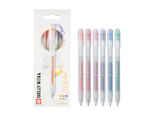 Gelschrijver Sakura Gelly Roll Stardust 08 klikfunctie set à 6 kleure