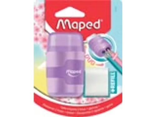 potloodslijper + gom Connect Soft Touch assorti pastelkleuren, op blis