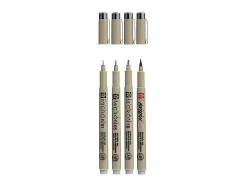 Fineliner Sakura Pigma Micron lichtgrijs set 4 maten