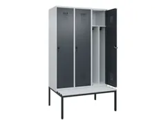 locker met bank,voor scheiding van kleding,HxBxD 2120x1200x815mm,3vak