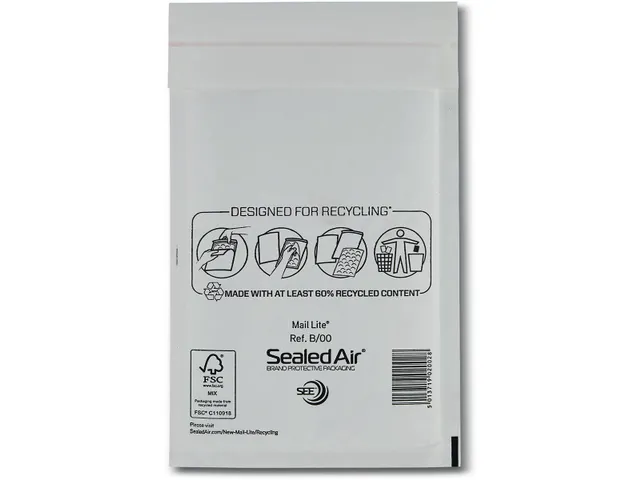 Mail Lite Luchtkussenenveloppen B/00 120x210mm Wit 200 stuks