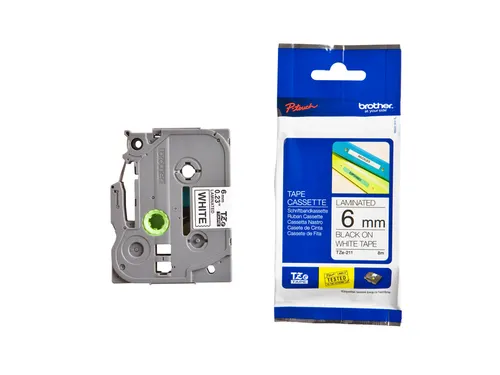 Labeltape Brother P-touch TZe-211 standaard 6mm zwart op wit