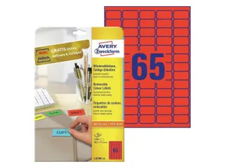 Gekleurde Etiketten Avery Zweckform 38.1x21.2mm Rood 1300 stuks - 1