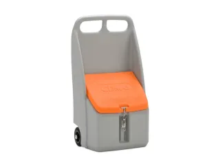 strooigoedbak,70l,HxBxD 1070x590x390mm,PE,grijs,deksel oranje,2wielen - 1