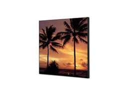 Wanddecoratie Textiel Set 40x40cm Palmbomen Zonsondergang