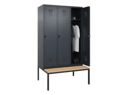 locker met bank,HxBxD 2120x1200x815mm,3vak,vak B 400mm,draaigrendel