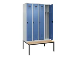 locker met bank,voor scheiding van kleding,HxBxD 2120x1200x815mm,4vak
