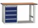 Werkbank Hxbxd 840x1500x700mm 4laden 175mm Ral7035/ral5010