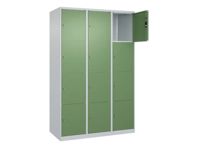 lockerkast,HxBxD 1850x1200x500mm,3x4vakken,vak B 400mm,cil.-slot