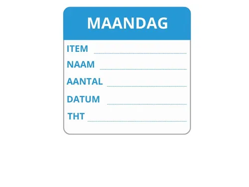 LabelLORD PL Dagetiket Maandag 50x50mm Blauw Flushlabel 250 stuks