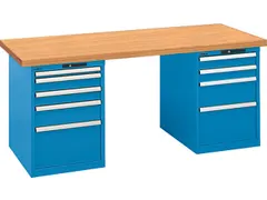 établi HxlxP 840x2000x750mm plateau multiplex laquage RAL5012