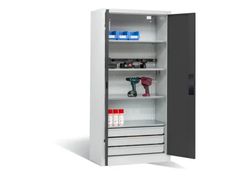 acculaadkast 1950x930x500mm 5stekkerdozen 230V cil.-slot front RAL7016