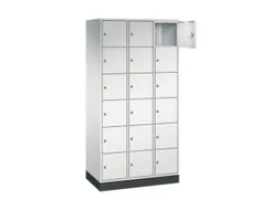 lockerkast,RAL 7035,HxBxD 1950x920x500mm,3x6vakken,cil.-slot,sokkel