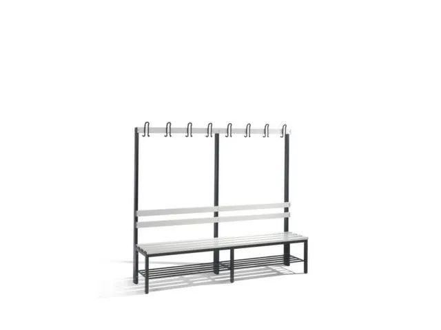 Omkleedbank 2000mm Pvc-Zitlatten Enkel Hakenlijst Schoenenrek Ral7021