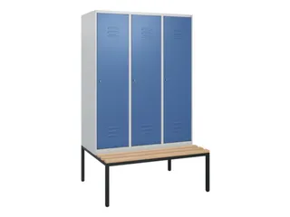 locker met bank,HxBxD 1950x1200x815mm,3vak,vak B 400mm,cil.-slot - 1