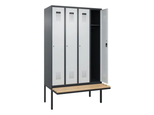locker met bank,HxBxD 2120x1200x815mm,4vak,vak B 300mm,cilinderslot