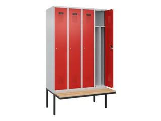 locker met bank,voor scheiding van kleding,HxBxD 2120x1200x815mm,4vak - 1