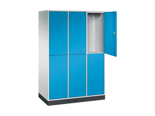 Dubbeldekse garderobekast,RAL 7035/RAL 5012,HxBxD 1950x1220x600mm