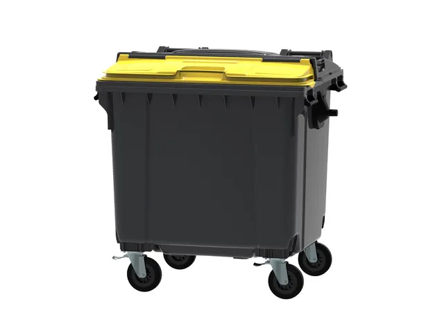 Container 1100 liter split deksel Grijs Geel
