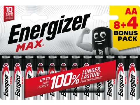 batterijen Max AA blister van 8 stuks + 4 stuks