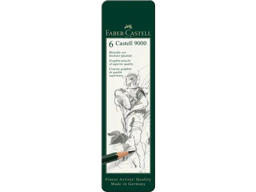 Potlood Faber-Castell 9000 6 hardheden in blik
