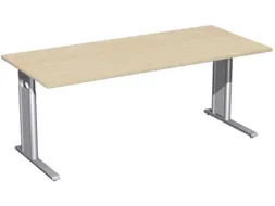 Bureau C-Poot Hxbxd 680-800x1800x800mm Decor Esdoorn Zilverkleurig