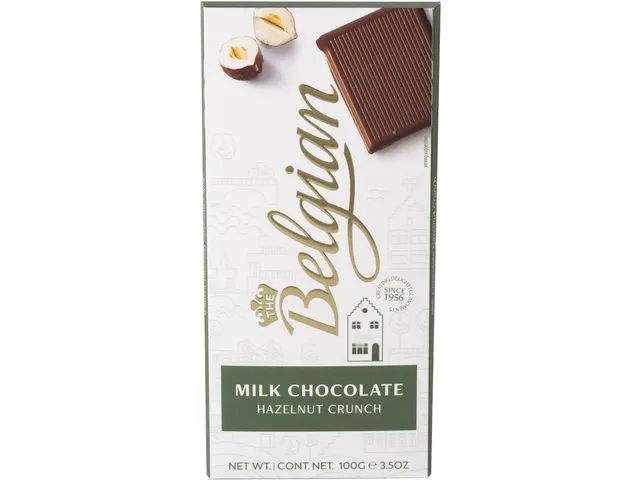 Chocolade The Belgian melk hazelnoot crunch reep 100 gram