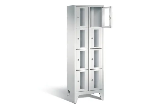 Lockerkast 1850x610x500mm 2x4 vakken Cilinderslot Poten, RAL7035