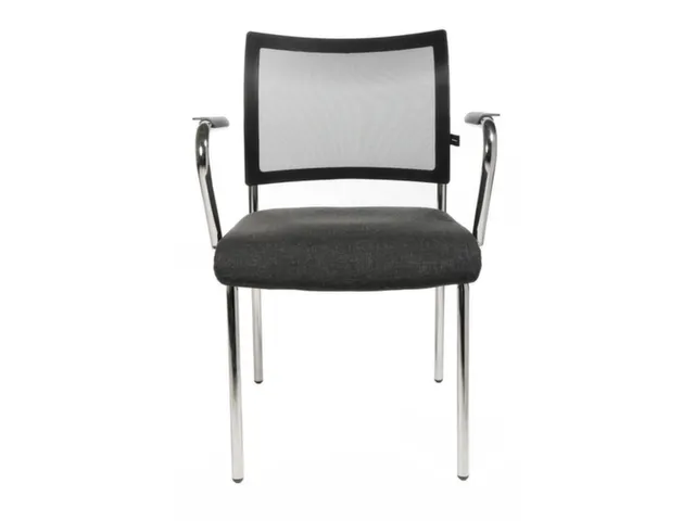 Bezoekersstoel Armleuningen Antraciet Stof Rug Netbekleding Zwart