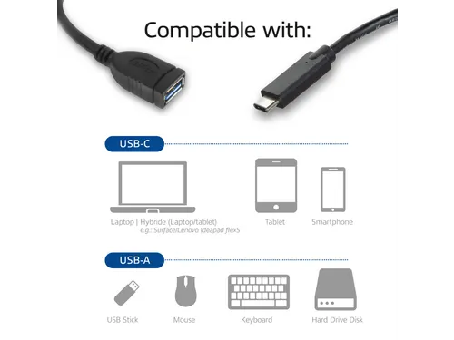 Kabel ACT USB 3.0 OTG USB-C male naar USB-A female