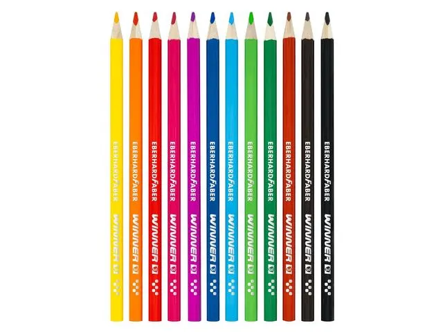 Kleurpotlood Eberhard Faber Winner driekantig assorti etui à 12 stuks