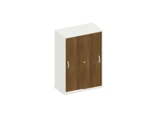 schuifdeurkast,HxBxD 1150x800x430mm,decor romp wit,decor front noten - 1