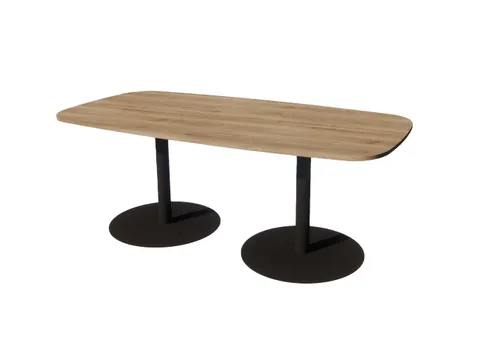 Linesto vergadertafel 200x100 deens ovaal honey castello 25mm zwart